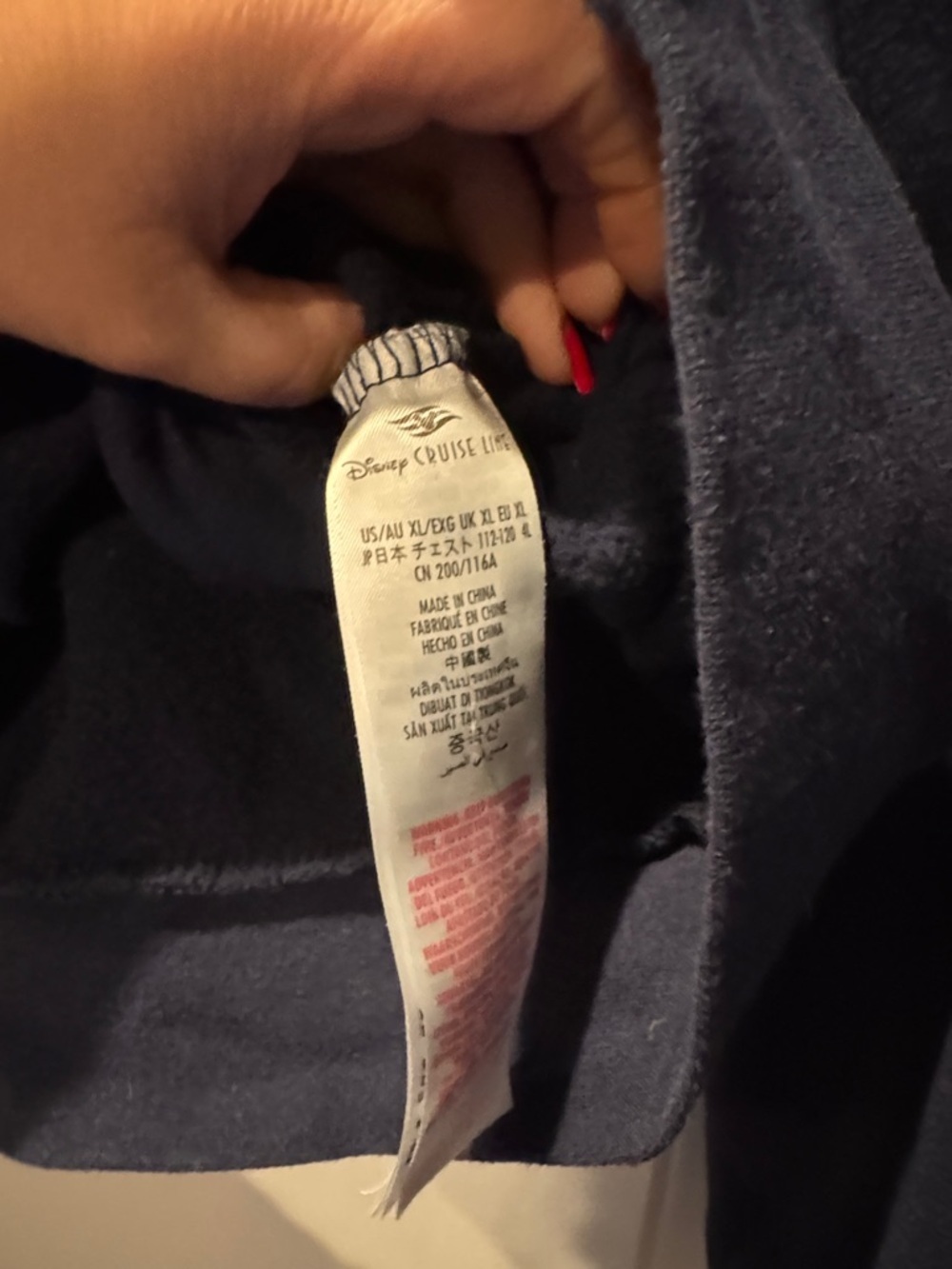 Disney Cruise Line Navy Half-Zip Sweater with White Stripes and logo with pocket - Picture 6 of 7
